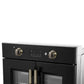 FORNO Asti 30" 3.58 cu. ft. French Door Electric Wall Oven with Air Fry, Self-Clean and Sous Vide in Black with Antique Brass Accents, FBOEL1333-30BLK