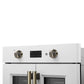 FORNO Asti 30" 3.58 cu. ft. French Door Electric Wall Oven with Air Fry, Self-Clean and Sous Vide in White with Antique Brass Accents, FBOEL1333-30WHT