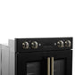 FORNO Asti 30" 7.36 cu. ft. French Door Double Electric Wall Oven with Air Fry, Self-Clean and Sous Vide in Black with Antique Brass Accents, FBOEL1340-30BLK