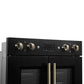 FORNO Asti 30" 7.36 cu. ft. French Door Double Electric Wall Oven with Air Fry, Self-Clean and Sous Vide in Black with Antique Brass Accents, FBOEL1340-30BLK
