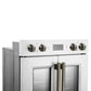 FORNO Asti 30" 7.36 cu. ft. French Door Double Electric Wall Oven with Air Fry, Self-Clean and Sous Vide in White with Antique Brass Accents, FBOEL1340-30WHT