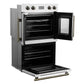 FORNO Asti 30" 7.36 cu. ft. French Door Double Electric Wall Oven with Air Fry, Self-Clean and Sous Vide in White with Antique Brass Accents, FBOEL1340-30WHT