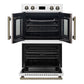 FORNO Asti 30" 7.36 cu. ft. French Door Double Electric Wall Oven with Air Fry, Self-Clean and Sous Vide in White with Antique Brass Accents, FBOEL1340-30WHT