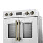 FORNO Asti 30" 7.36 cu. ft. French Door Double Electric Wall Oven with Air Fry, Self-Clean and Sous Vide in White with Antique Brass Accents, FBOEL1340-30WHT
