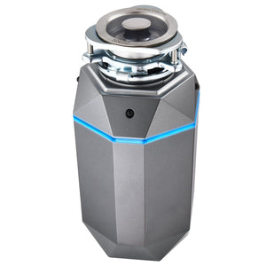 FORNO ACQUA BrightDiamond Black Onyx 3/4 HP Ultra-Quiet Garbage Disposal with Motion Sensor Light & Pre-Wired Air Switch