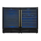 FORNO Gemello 48" Side-by-Side Wine and Beverage Cooler in Black with Antique Brass Handles, FWCDR6699-48BLK