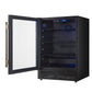 FORNO Frescolino 24" 188 Can Beverage Cooler with LED Lighting and Triple Glass Door in Black with Antique Brass Accents,  FWCDR6665-24BLK