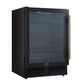 FORNO Frescolino 24" 188 Can Beverage Cooler with LED Lighting and Triple Glass Door in Black with Antique Brass Accents,  FWCDR6665-24BLK
