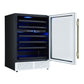 FORNO Bacchino 24" 51 Bottle 2 Zone Wine Cooler with LED Lighting and Triple Glass Door in White with Antique Brass Accents, FWCDR6634-24WHT