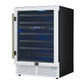 FORNO Bacchino 24" 51 Bottle 2 Zone Wine Cooler with LED Lighting and Triple Glass Door in White with Antique Brass Accents, FWCDR6634-24WHT