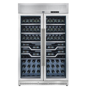 FORNO Abruzzo 48"  24 cu.ft. 102 Bottle Dual Zone Wine Cooler with Clear Acrylic Holders & Stainless Trim Shelves, FWCDR6611-48S