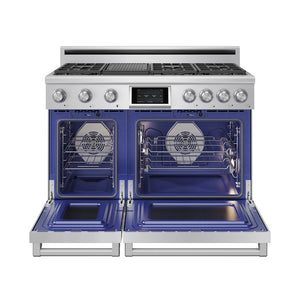 THOR Kitchen 38" Professional Natural Gas Dual Fuel Range with 7 Italian Brass Burners, Air Fry and Self-Clean, XRD48E