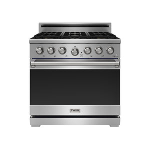 THOR Kitchen 36" 6 cu. ft. Professional Propane Gas Range with 6 Italian Brass Sealed Burners in Stainless Steel, XRG36ELP