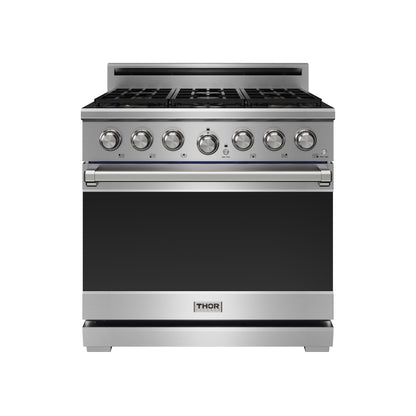 THOR Kitchen 36" 6 cu. ft. Professional Propane Gas Range with 6 Italian Brass Sealed Burners in Stainless Steel, XRG36ELP