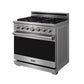THOR Kitchen 36" 6 cu. ft. Professional Propane Gas Range with 6 Italian Brass Sealed Burners in Stainless Steel, XRG36ELP