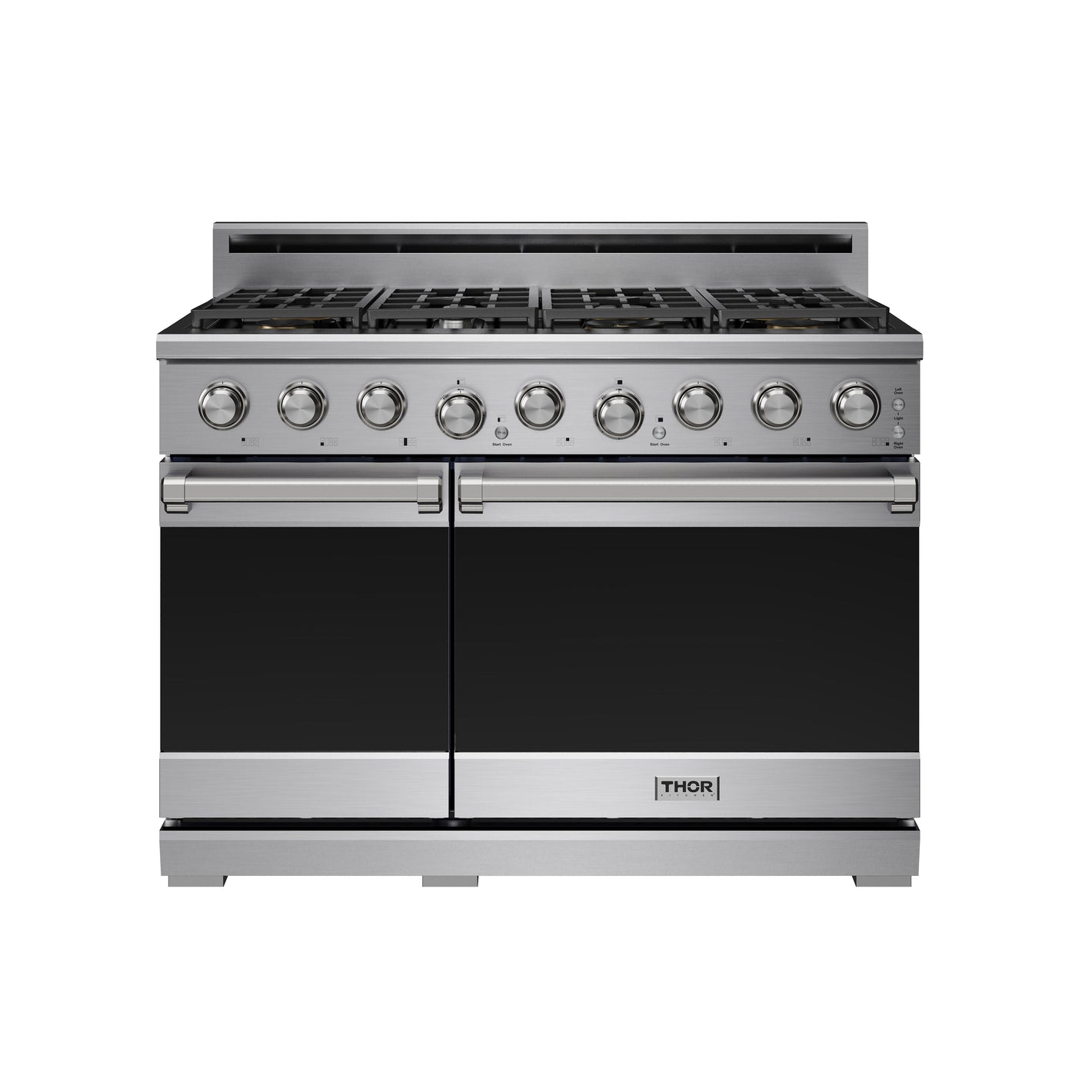 THOR Kitchen 48" 7.6 cu. ft. Professional Natural Gas Range with 7 Italian Brass Sealed Burners in Stainless Steel, XRG48E