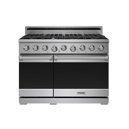 THOR Kitchen 48" 7.6 cu. ft. Professional Propane Gas Range with 7 Italian Brass Sealed Burners in Stainless Steel, XRG48ELP