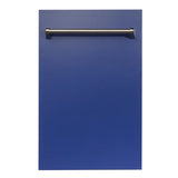 ZLINE 18" Built-in Dishwasher with Traditional Style Handle in Blue Matte