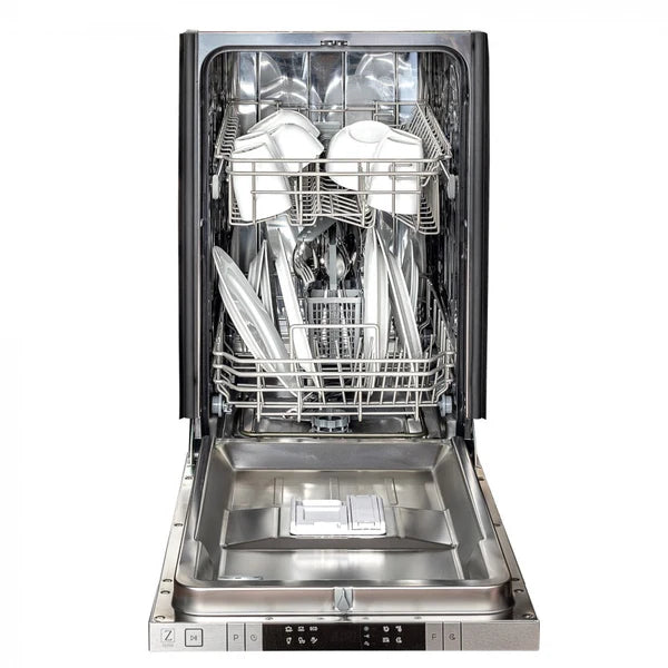 ZLINE 18" Built-in Dishwasher with Traditional Style Handle in Hand Hammered Copper