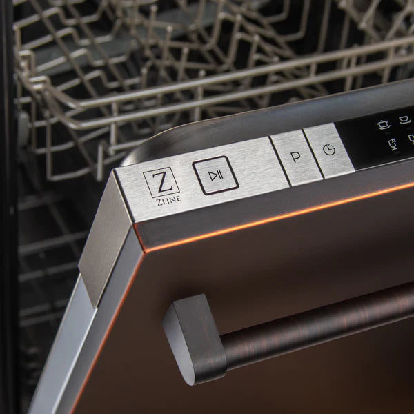 ZLINE 18" Built-in Dishwasher with Traditional Style Handle in Oil Rubbed Bronze 