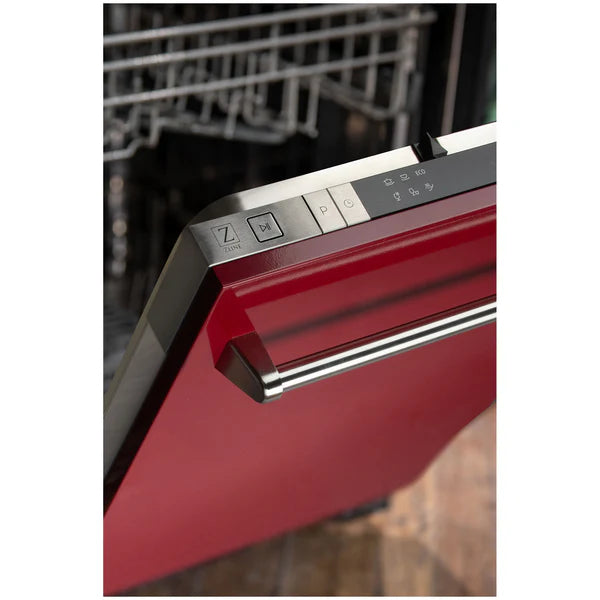 ZLINE 18" Built-in Dishwasher with Traditional Style Handle in Red Gloss