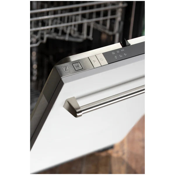 ZLINE 18" Built-in Dishwasher with Traditional Style Handle in White Matte