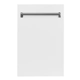 ZLINE 18" Built-in Dishwasher with Traditional Style Handle in White Matte