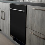 ZLINE 24" Top Control Dishwasher with Stainless Steel Tub and Traditional Handle in Black Matte