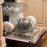 ZLINE 24" Top Control Dishwasher with Stainless Steel Tub and Traditional Handle in Blue Gloss