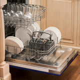 ZLINE 24" Top Control Dishwasher with Stainless Steel Tub and Traditional Handle in Blue Matte