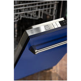 ZLINE 24" Top Control Dishwasher with Stainless Steel Tub and Traditional Handle in Blue Matte