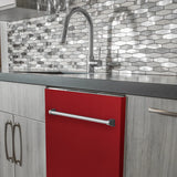 ZLINE 24" Top Control Dishwasher with Stainless Steel Tub and Traditional Handle in Red Matte