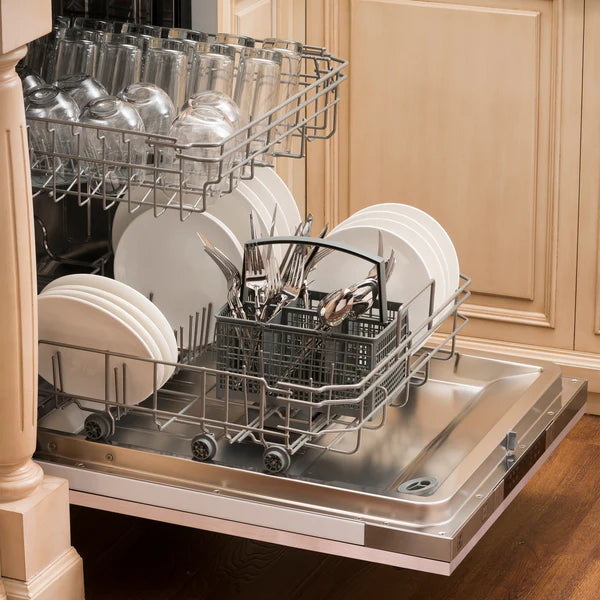 ZLINE 24" Top Control Dishwasher with Stainless Steel Tub and Traditional Handle in Unfinished Wood