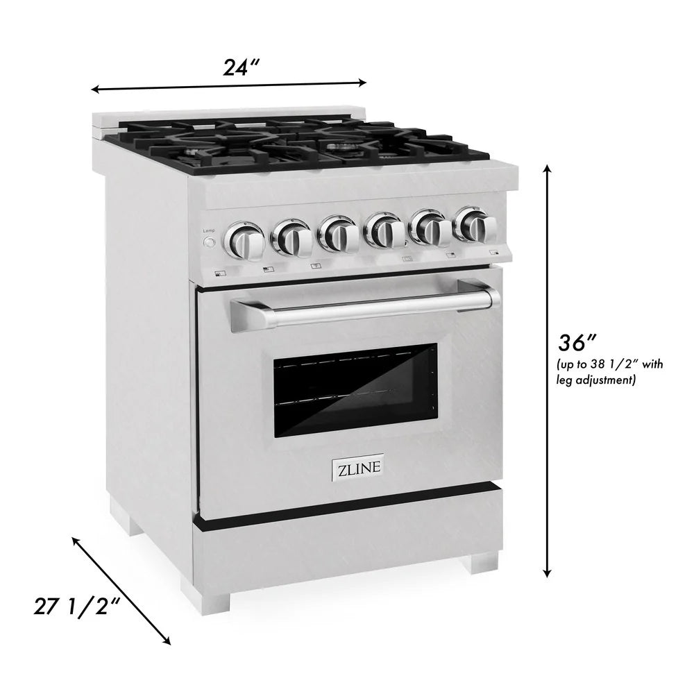 ZLINE 24" 2.8 cu. ft. Dual Fuel Range with Gas Stove and Electric Oven in DuraSnow Stainless Steel