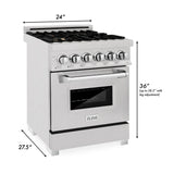 ZLINE 24" 2.8 cu. ft. Dual Fuel Range with Gas Stove and Electric Oven in DuraSnow Stainless Steel and Brass Burners