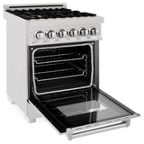 ZLINE 24" 2.8 cu. ft. Dual Fuel Range with Gas Stove and Electric Oven in DuraSnow Stainless Steel and Brass Burners