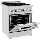 ZLINE 24" 2.8 cu. ft. Dual Fuel Range with Gas Stove and Electric Oven in DuraSnow Stainless Steel and Brass Burners