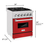 ZLINE 24" 2.8 cu. ft. Dual Fuel Range with Gas Stove and Electric Oven in DuraSnow Stainless Steel