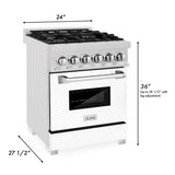 ZLINE 24" 2.8 cu. ft. Dual Fuel Range with Gas Stove and Electric Oven in DuraSnow Stainless Steel