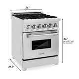 ZLINE 24" 2.8 cu. ft. Dual Fuel Range with Gas Stove and Electric Oven in Stainless Steel