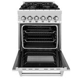 ZLINE 24" 2.8 cu. ft. Dual Fuel Range with Gas Stove and Electric Oven in Stainless Steel