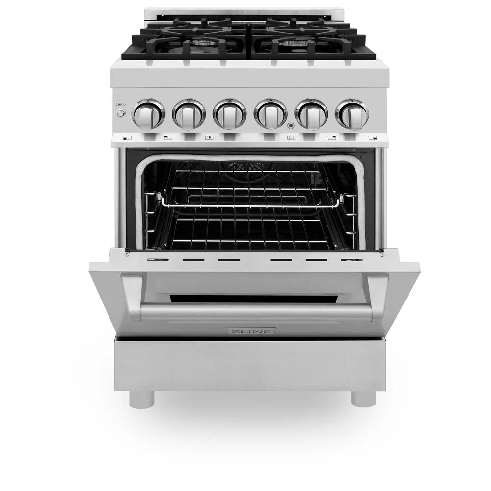 ZLINE 24" 2.8 cu. ft. Dual Fuel Range with Gas Stove and Electric Oven in Stainless Steel