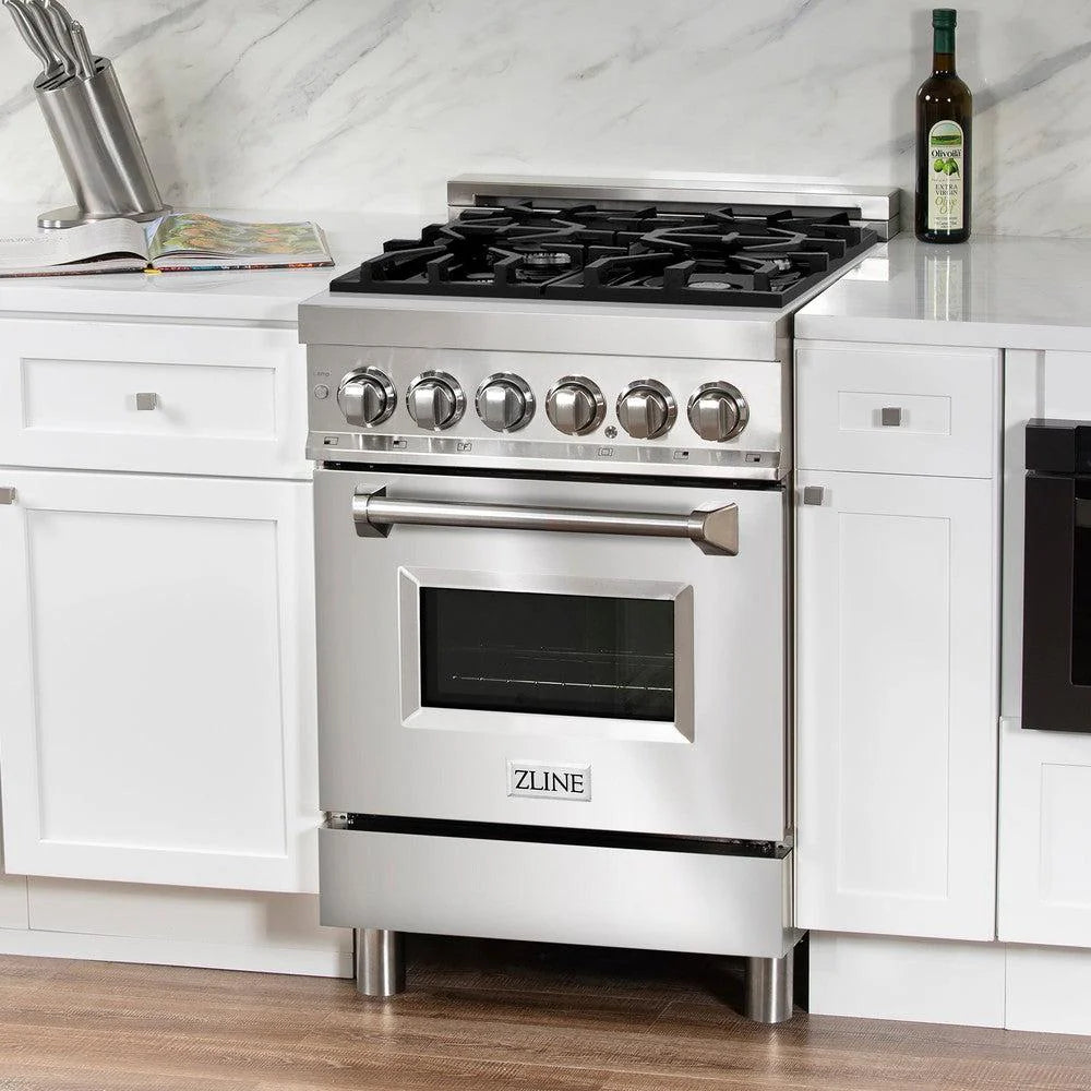 ZLINE 24" 2.8 cu. ft. Dual Fuel Range with Gas Stove and Electric Oven in Stainless Steel