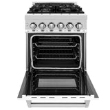 ZLINE 24" 2.8 cu. ft. Dual Fuel Range with Gas Stove and Electric Oven in Stainless Steel