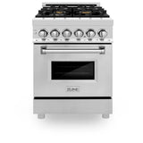 ZLINE 24" 2.8 cu. ft. Dual Fuel Range with Gas Stove and Electric Oven in Stainless Steel with Brass Burners