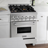 ZLINE 24" 2.8 cu. ft. Dual Fuel Range with Gas Stove and Electric Oven in Stainless Steel with Brass Burners