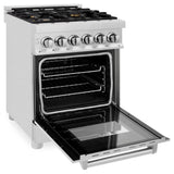 ZLINE 24" 2.8 cu. ft. Dual Fuel Range with Gas Stove and Electric Oven in Stainless Steel with Brass Burners