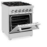 ZLINE 24" 2.8 cu. ft. Dual Fuel Range with Gas Stove and Electric Oven in Stainless Steel with Brass Burners