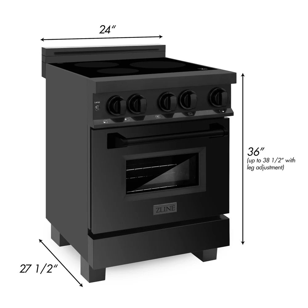 ZLINE 24" 2.8 cu. ft. Induction Range with a 3 Element Stove and Electric Oven in Black Stainless Steel