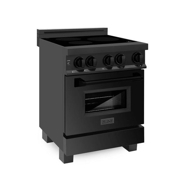 ZLINE 24" 2.8 cu. ft. Induction Range with a 3 Element Stove and Electric Oven in Black Stainless Steel